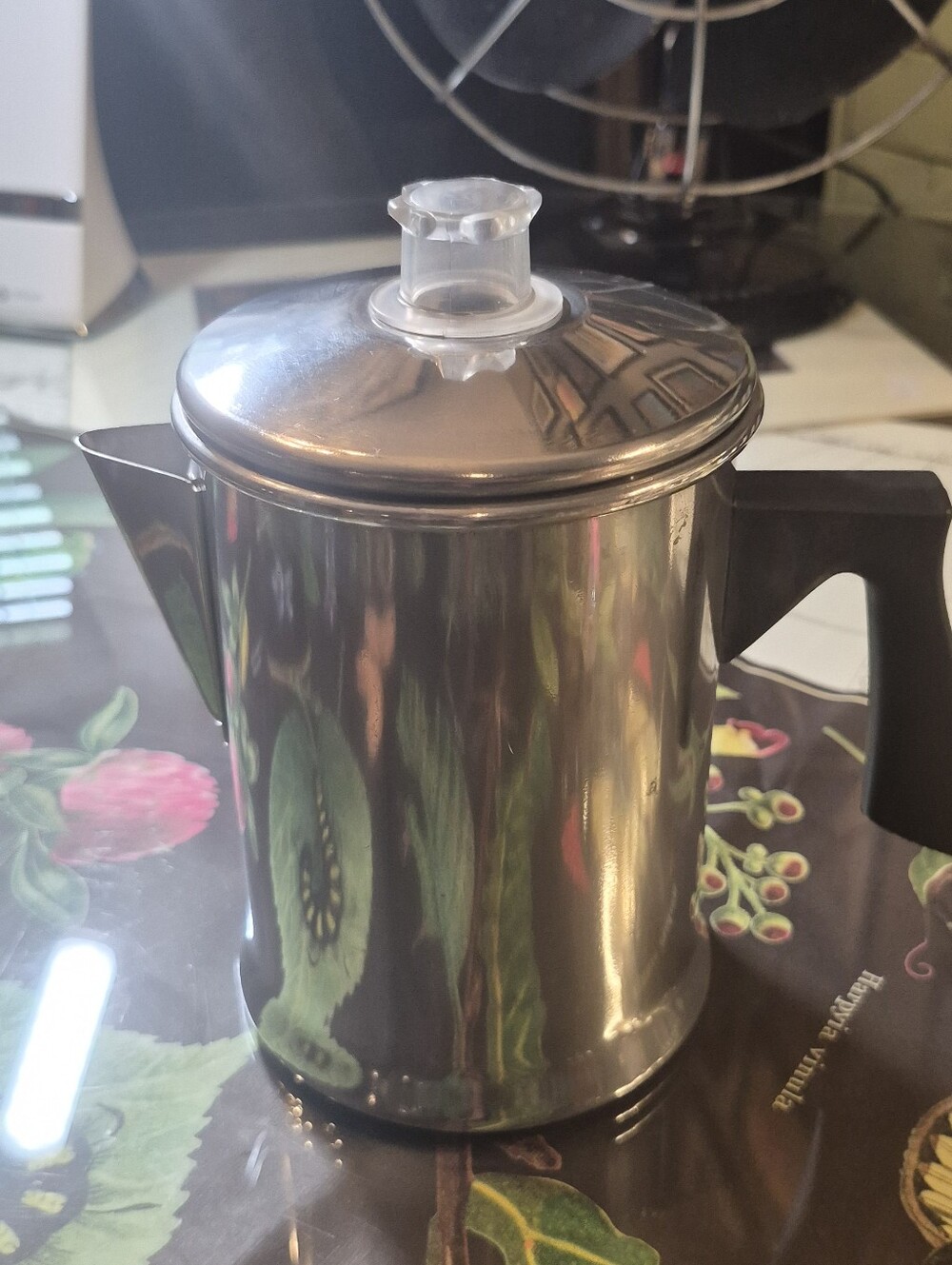 Stainless Steel Coffee/Tea Percolator with Black Handle - Silver